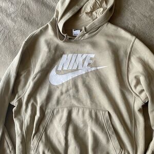 Nike Hooded Sweatshirt in Beige with White Swoosh